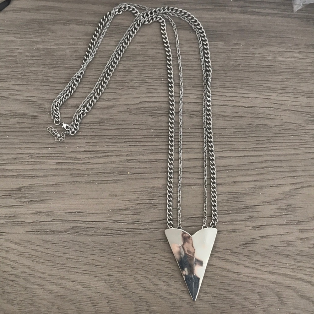 Silver long chain necklace